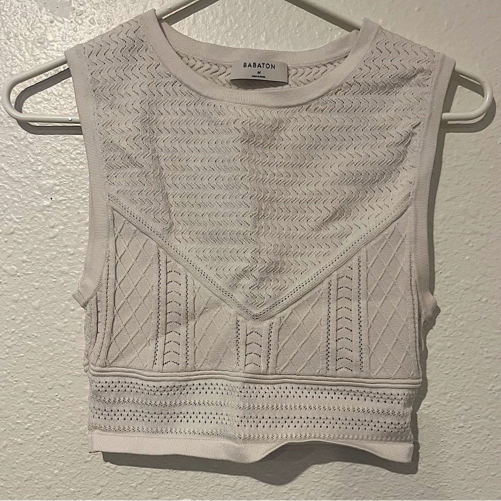 Aritzia Babaton White Textured Tank